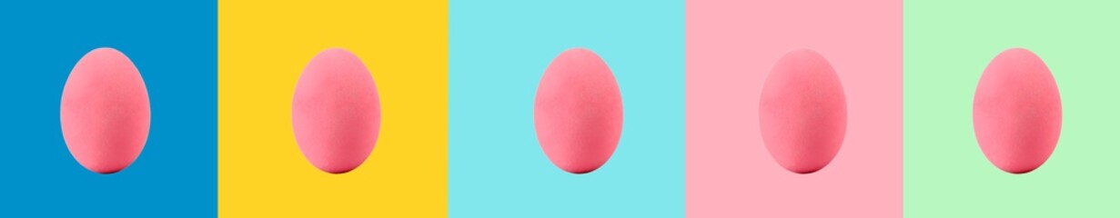 Pink eggs on a colorful background.
