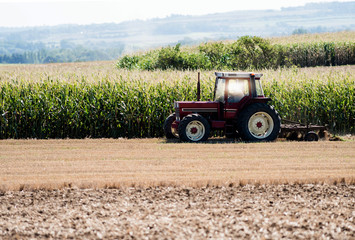 Obraz premium nice view of a farmer plowing his fields