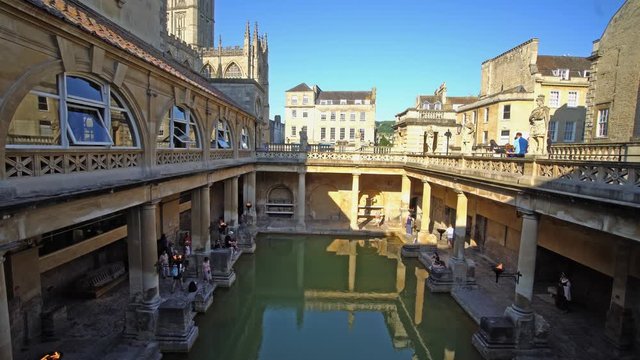 Footage for editorial use only. The roman baths, Bath, Bristol, United Kingdom 2018