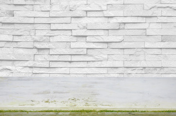 Room cement empty grey texture background.Modern room.Creative design gray floor.luxury interior concrete home brick wall white background.concrete of flooring display.white texture brick wall