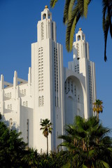 Fototapeta na wymiar Morocco Casablanca Cathedral or Church of the Sacred Heart vertical
