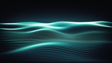 Dynamic wallpaper with energy waves in a cyber space. Futuristic abstract stream of data.