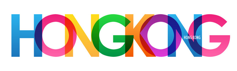 HONG KONG colorful vector typography banner