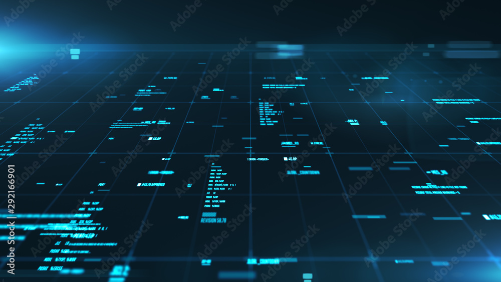Wall mural abstract background of a cyberspace with information details. hud. futuristic interface.
