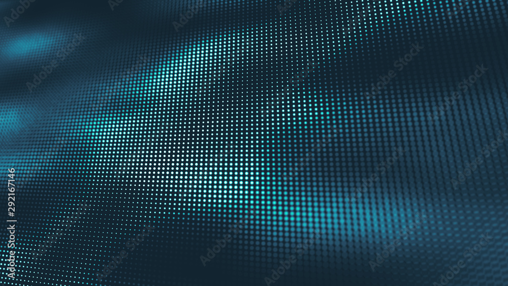 Poster digital waves in cyberspace. technology and science motion background with light particles.