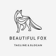 Modern Line art Fox logo design inspiration animal custom logo design