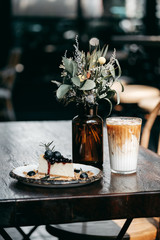 coffee and cake in cafe