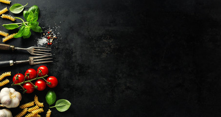 Italian food background with ingredients
