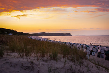 Sonnenuntergang am Nordstrand in Ostseebad Göhren auf der Insel Rügen