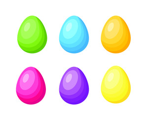 Collection of colorful easter eggs on a white background. Flat style. Vector set of eggs for design banner, greeting card.