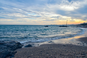 Obraz premium Sunset on the beach in Toreqebrada, Andalucia, Spain