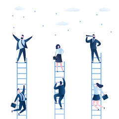 Business people climbing on ladder to success. Competition career achieving the goal concept.