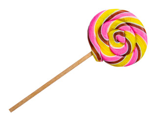 Color candy with a stick isolated on a white background.