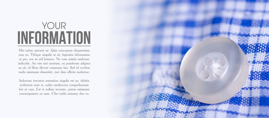 Shirt in blue white cage fabric texture macro blur background