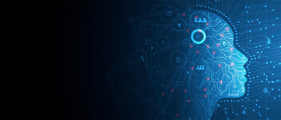 Artificial intelligence. Technology web background. Virtual concept