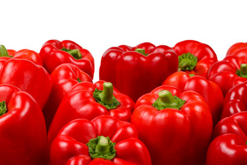 Fresh red bell pepper isolated on white background. Copy space.