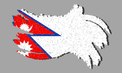 Nepal grunge flag, Nepal flag with shadow on isolated background, vector illustration