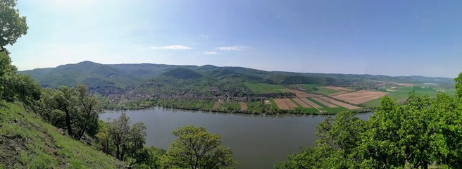 Hiking at the shore of Danube river, near to Szob in Hungary