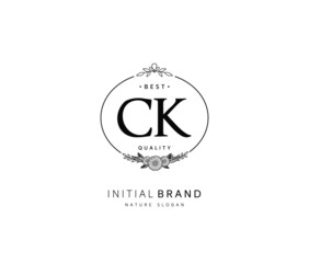 Fototapeta na wymiar C K CK Beauty vector initial logo, handwriting logo of initial signature, wedding, fashion, jewerly, boutique, floral and botanical with creative template for any company or business.