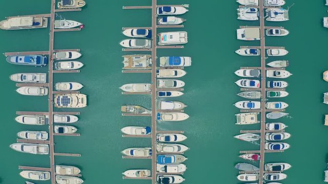Aerial video of yacht park in Pattaya, Thailand
