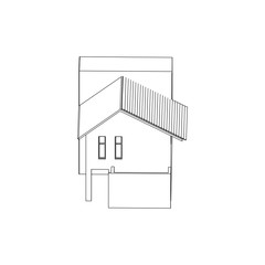 Modern Architectural House Line art illustration. 