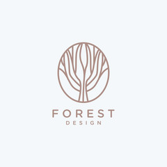 Tree logo design template. Abstract outline icon of trees, garden. Vector emblem for business design, badge.