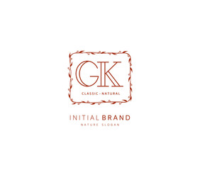G K GK Beauty vector initial logo, handwriting logo of initial signature, wedding, fashion, jewerly, boutique, floral and botanical with creative template for any company or business.