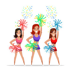 Cheerleaders team flat vector illustration