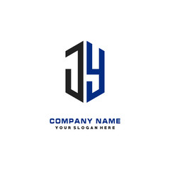 Fototapeta premium JY Letter Logo Hexagonal Design, initial logo for business,