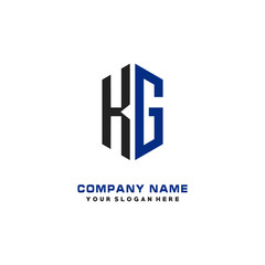 KG Initial Letter Logo Hexagonal Design, initial logo for business,