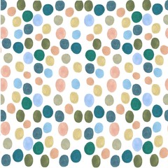 Multicolored polka dot watercolor pattern on a white background. colored circles are hand-drawn with watercolor paints and are perfect for prints, backgrounds, decorative elements