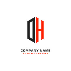 OH Initial Letter Logo Hexagonal Design, initial logo for business,