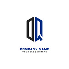 OQ Initial Letter Logo Hexagonal Design, initial logo for business,
