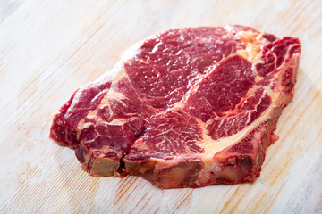 Raw veal chop