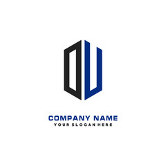 OU Initial Letter Logo Hexagonal Design, initial logo for business,