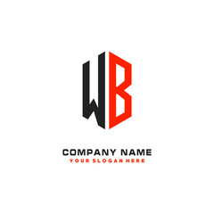 WB Initial Letter Logo Hexagonal Design, initial logo for business,