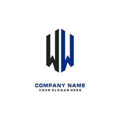 WW Initial Letter Logo Hexagonal Design, initial logo for business,