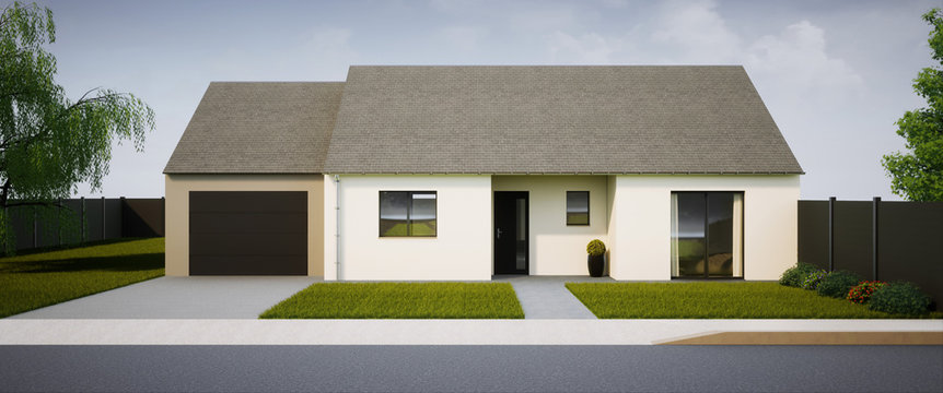 vue 3d maison de plain pied 1