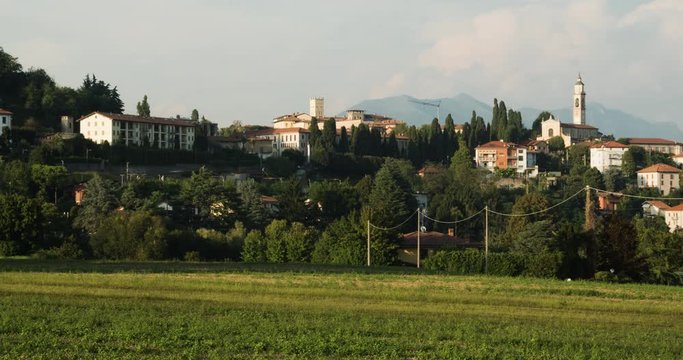 Brianza village of Inverigo cityscape sunset time lapse