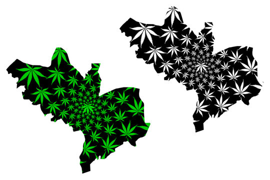 Kogi State (Subdivisions of Nigeria, Federated state of Nigeria) map is designed cannabis leaf green and black, Kogi map made of marijuana (marihuana,THC) foliage....