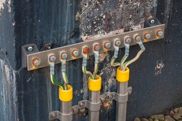 Picture of electrical grounding in a industrial area, it prevents hazard in electrical shortcut situations