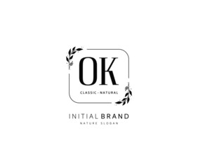 O K OK Beauty vector initial logo, handwriting logo of initial signature, wedding, fashion, jewerly, boutique, floral and botanical with creative template for any company or business.