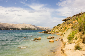 Fototapeta na wymiar Landscape of the island of Pag, Adriatic Sea, Croatia