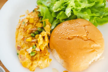 Breakfast Omelette Burger Salad served