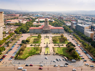 Aerial view of Tshwane city hall in the heart of Pretoria, South Africa