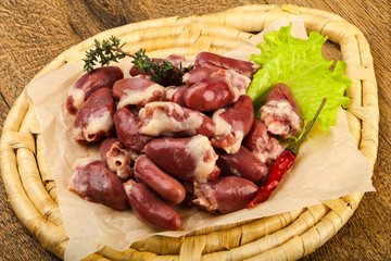Raw chicken hearts