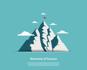 Landscape with flag on the top of mountain