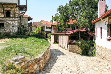 Fototapeta na wymiar Street village of Paleos Panteleimonas in the region of Pieria