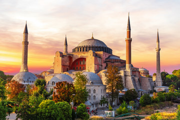 Hagia Sophia, a famous sight of Istanbul, sunset view