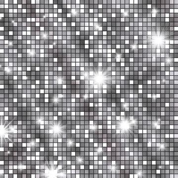 Disco ball silver party pattern, shining and gleaming white squama mosaic texture for celebration banner, invitation, glamorous presentation, club style posters, events. Cabaret luxurious background.